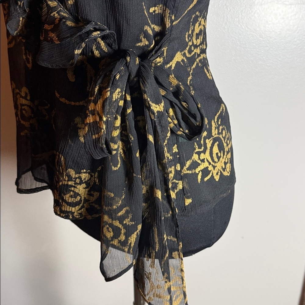Lauren Ralph Lauren Sheer Ruffled Wrap Blouse SZ 4P - Picture 6 of 8